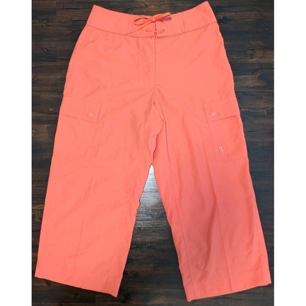 ⛳ NWT Izod Golf Women's Capri Pants Size 2 Peach Pink Flat Front Stretch Wicking